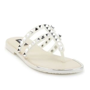 DKNY Sal Thong Sandal Flip Flop Lucite Ivory Ivy Slip On